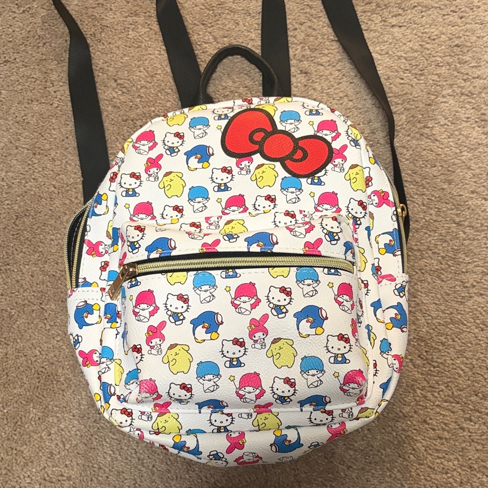 Hello Kitty Kids Mini  Backpack - White with Red and Blue Accents